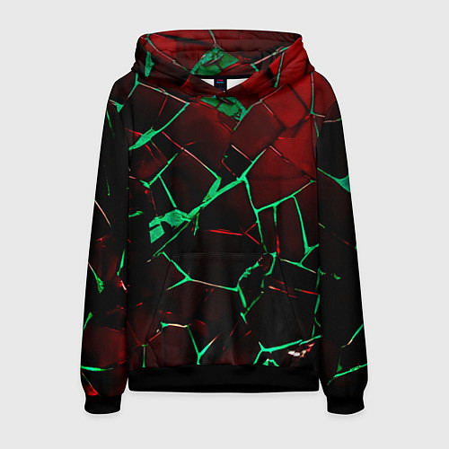 Мужская толстовка Битые плиты тёмно-красный с зелёным / 3D-Черный – фото 1