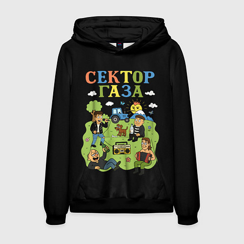 Мужская толстовка Сектор газа, мультяшный стиль / 3D-Черный – фото 1