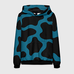 Толстовка-худи мужская Синяя коровья расцветка, цвет: 3D-черный