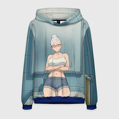 Мужская толстовка Дандадан бабушка в ванной / 3D-Синий – фото 1