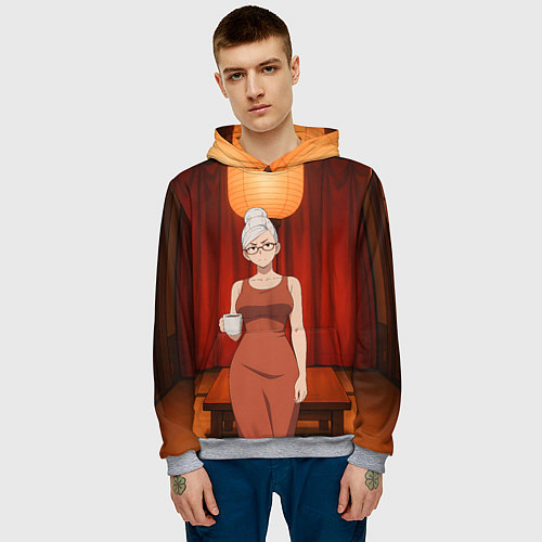 Мужская толстовка Dandadan Seiko в красном платье / 3D-Меланж – фото 3