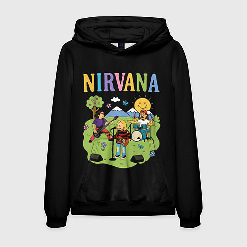 Мужская толстовка Нирвана мультяшный стиль / 3D-Черный – фото 1