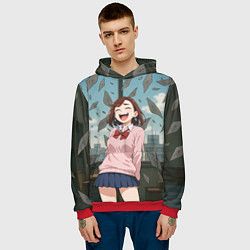 Толстовка-худи мужская Сиратори Айра смеется - Дандадан, цвет: 3D-красный — фото 2