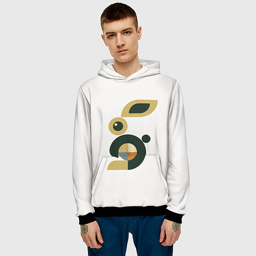 Мужская толстовка Черный кролик в стиле модерн / 3D-Черный – фото 3