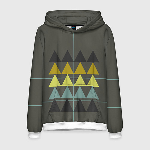 Мужская толстовка Абстрактный лес, геометрический с однотоном / 3D-Белый – фото 1