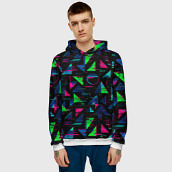 Толстовка-худи мужская Геометрия глитч, цвет: 3D-белый — фото 2