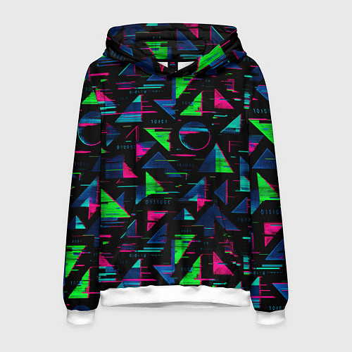 Мужская толстовка Геометрия глитч / 3D-Белый – фото 1