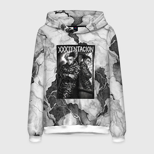 Мужская толстовка XXXTentacion облокотился об зеркало / 3D-Белый – фото 1