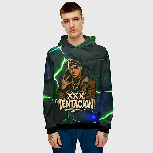 Мужская толстовка XXXTentacion anime style / 3D-Черный – фото 3