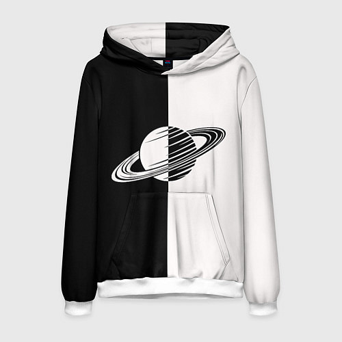 Мужская толстовка Сатурн черно-белый / 3D-Белый – фото 1
