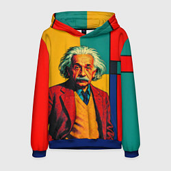 Толстовка-худи мужская Эйнштейн поп-арт, цвет: 3D-синий