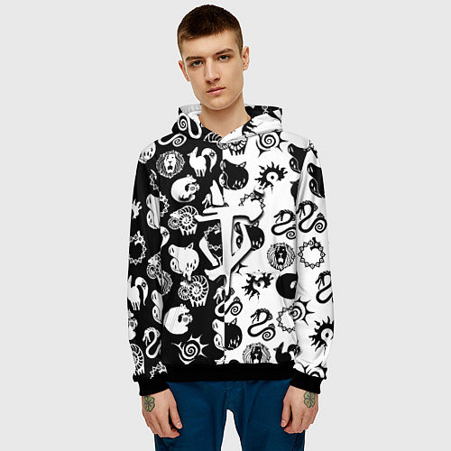 Мужская толстовка Doom anime black pattern / 3D-Черный – фото 3