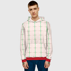 Толстовка-худи мужская Color white stripes, цвет: 3D-красный — фото 2