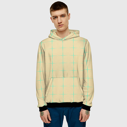 Мужская толстовка Color beige green crosses / 3D-Черный – фото 3