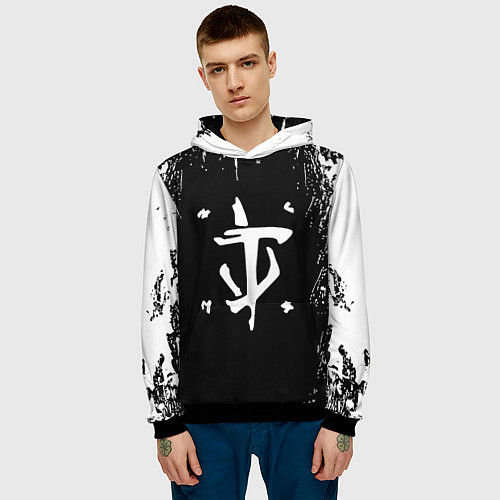 Мужская толстовка Doom краска белая текстура / 3D-Черный – фото 3