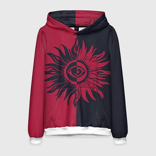 Мужская толстовка Солнце красно-синее / 3D-Белый – фото 1