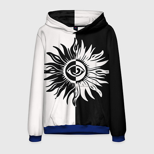 Мужская толстовка Солнце черно-белое / 3D-Синий – фото 1