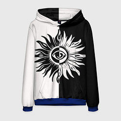 Толстовка-худи мужская Солнце черно-белое, цвет: 3D-синий