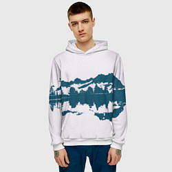 Толстовка-худи мужская Лес и озеро, цвет: 3D-белый — фото 2