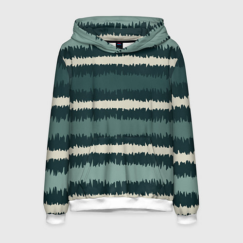 Мужская толстовка Полосы зигзагообразные зеленые / 3D-Белый – фото 1
