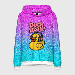 Толстовка-худи мужская Duck yeah - утка в наушниках, цвет: 3D-белый