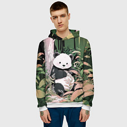 Толстовка-худи мужская Панда в лесу, цвет: 3D-белый — фото 2