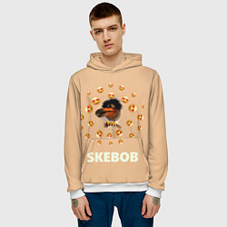 Толстовка-худи мужская Мем скебоб и смайлики, цвет: 3D-белый — фото 2