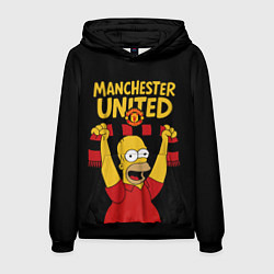 Толстовка-худи мужская Манчестер Юнайтед и Гомер Симпсон, цвет: 3D-черный