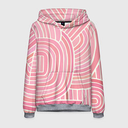 Толстовка-худи мужская Абстрактный узор розовый, цвет: 3D-меланж
