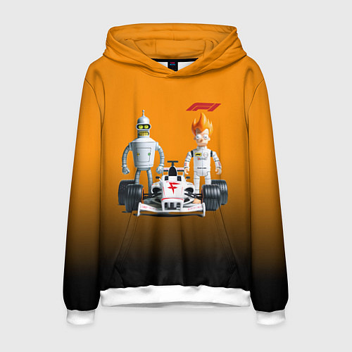 Мужская толстовка Механик Бендер и пилот формулы 1 Фрай / 3D-Белый – фото 1