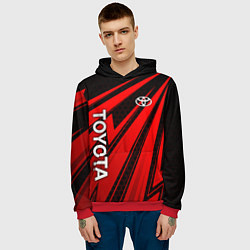 Толстовка-худи мужская Тойота - красные полосы, цвет: 3D-красный — фото 2