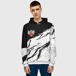 Толстовка-худи мужская Федерация бокса России - белый затертый, цвет: 3D-белый — фото 2