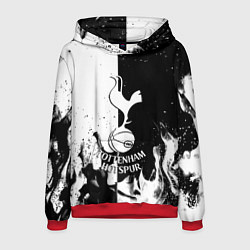 Толстовка-худи мужская Тоттенхэм черно белый огонь, цвет: 3D-красный