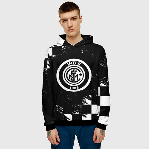 Мужская толстовка Inter клетка краски / 3D-Черный – фото 3
