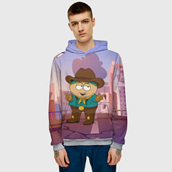 Толстовка-худи мужская Эрик Картман гот одет как ковбой, цвет: 3D-меланж — фото 2
