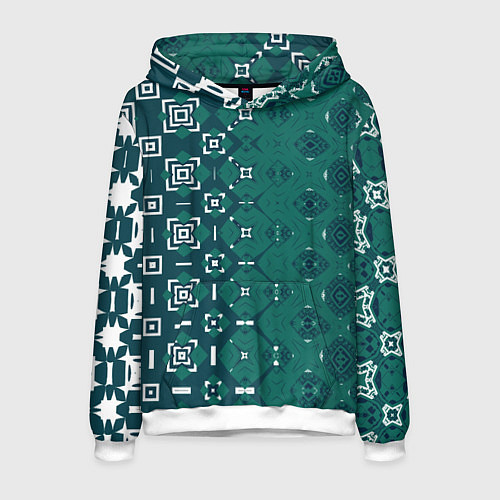 Мужская толстовка Изумрудные узоры / 3D-Белый – фото 1