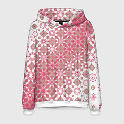 Толстовка-худи мужская Звездная россыпь-розовый, цвет: 3D-белый