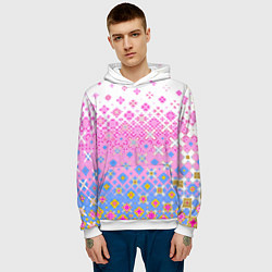 Толстовка-худи мужская Розово-голубой узор, цвет: 3D-белый — фото 2