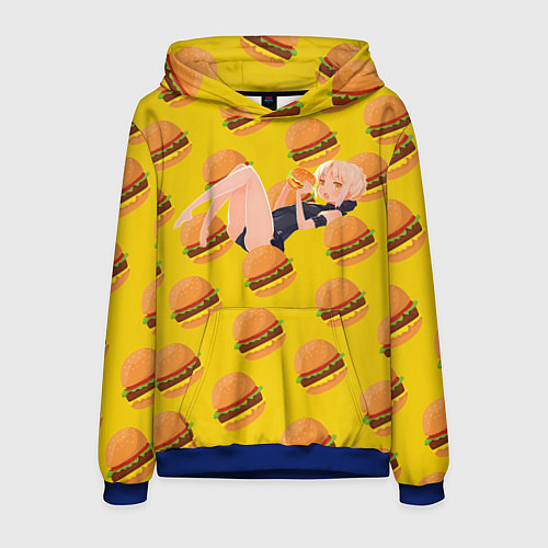 Мужская толстовка Сейбер Альтер в бургерах / 3D-Синий – фото 1