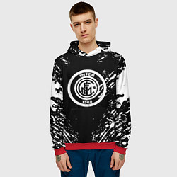 Толстовка-худи мужская Inter белые штрихи красок, цвет: 3D-красный — фото 2