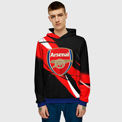 Толстовка-худи мужская Arsenal абстракция полосы, цвет: 3D-синий — фото 2