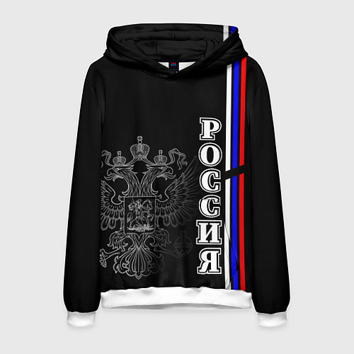Мужская толстовка Герб России и флаг на груди / 3D-Белый – фото 1