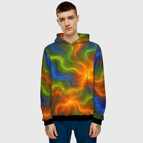 Мужская толстовка Разноцветный дым / 3D-Черный – фото 3