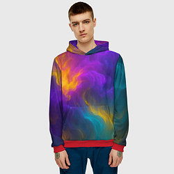 Толстовка-худи мужская Смешение разноцветных красок, цвет: 3D-красный — фото 2