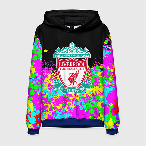 Мужская толстовка Ливерпуль неоновые краски текстура / 3D-Синий – фото 1