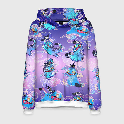 Мужская толстовка Тигр с сорокой / 3D-Белый – фото 1