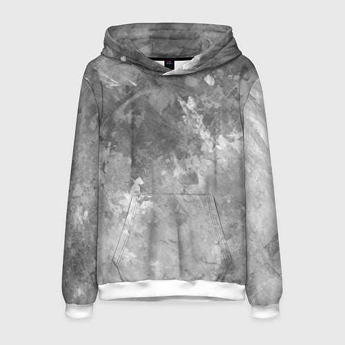 Мужская толстовка Абстракция - splash of grey and white paint / 3D-Белый – фото 1