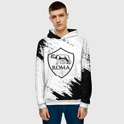 Толстовка-худи мужская ROMA черно белые штрихи, цвет: 3D-белый — фото 2