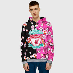 Толстовка-худи мужская Liverpool весенние цветы, цвет: 3D-меланж — фото 2