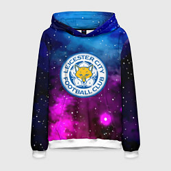 Толстовка-худи мужская Лестер сити космос, цвет: 3D-белый